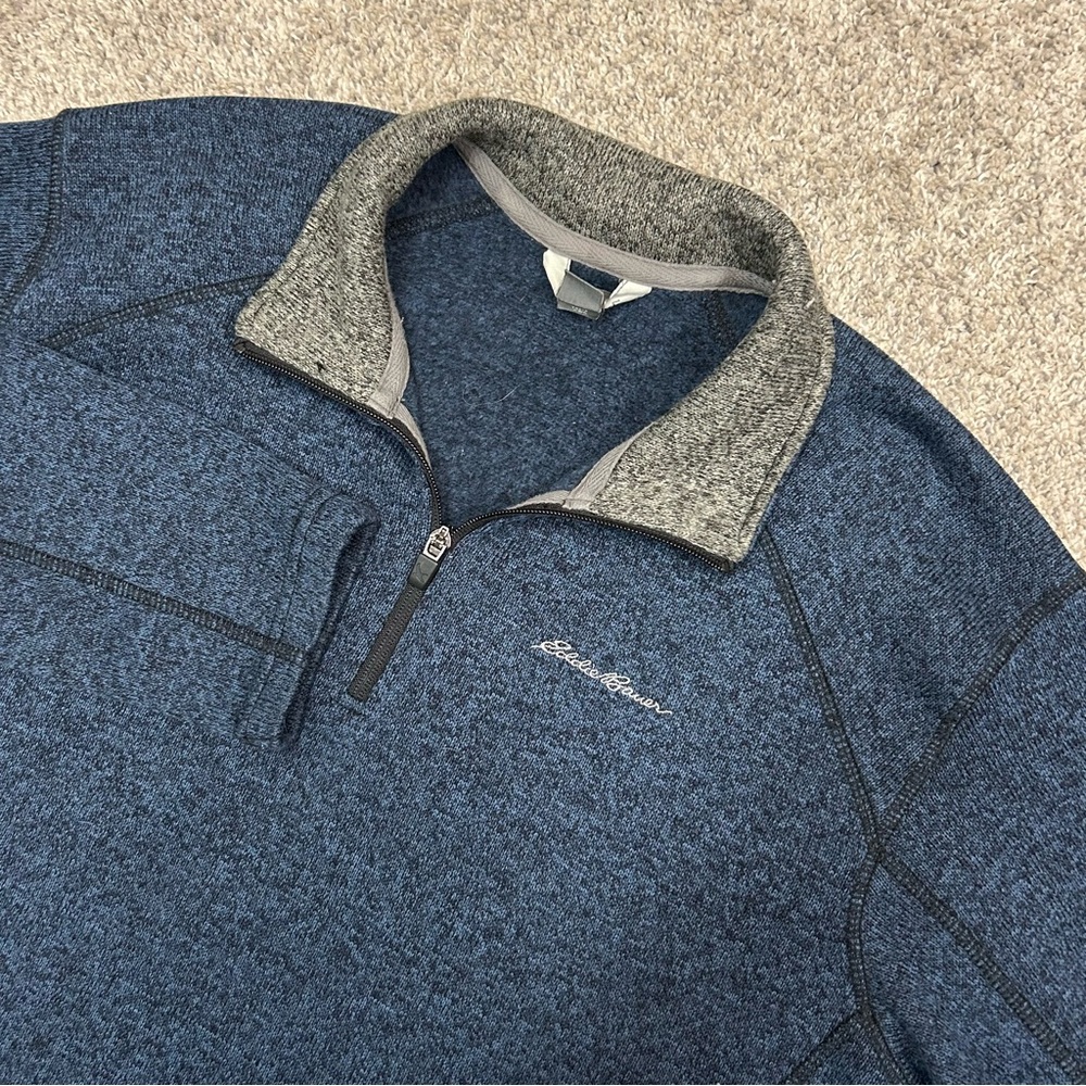 Eddie Bauer Radiator Fleece Quarter‎ Zip Sweater Men’s Large Blue Pullover 1/4